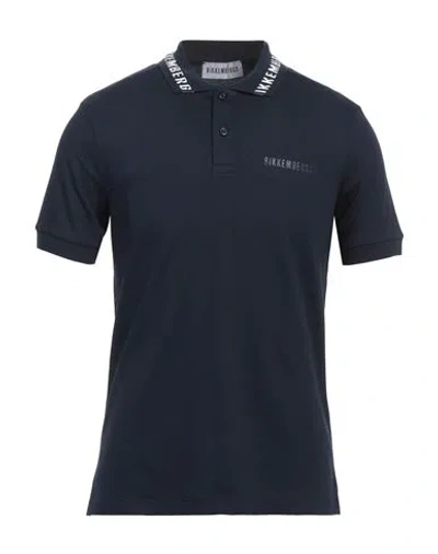 Bikkembergs Man Polo Shirt Midnight Blue Size 44 Cotton, Elastane