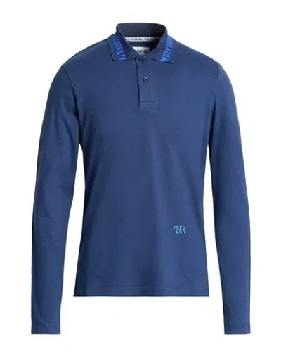 Bikkembergs Man Polo Shirt Midnight Blue Size L Cotton, Elastane
