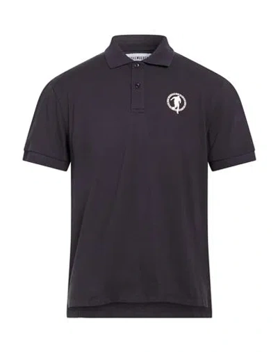 Bikkembergs Man Polo Shirt Midnight Blue Size L Cotton, Lycra In Black