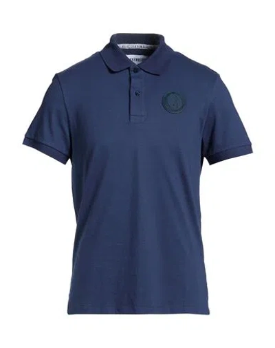 Bikkembergs Man Polo Shirt Navy Size L Cotton, Elastane In Blue