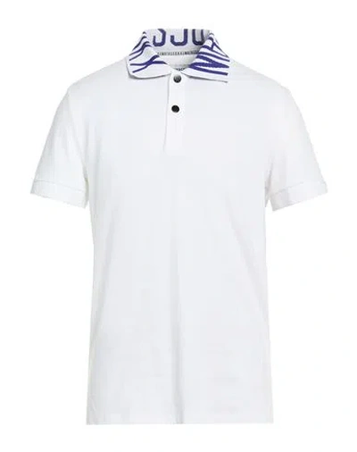 Bikkembergs Man Polo Shirt White Size M Cotton, Lycra