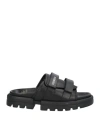 Bikkembergs Man Sandals Black Size 8 Leather In Black