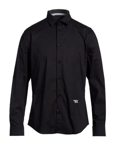 Bikkembergs Man Shirt Black Size 17 ½ Cotton, Elastic Fibres