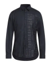 Bikkembergs Man Shirt Midnight Blue Size 17 Cotton In Blue