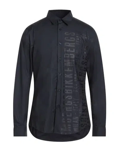 Bikkembergs Man Shirt Midnight Blue Size 17 Cotton
