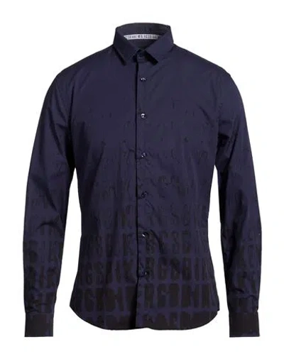 Bikkembergs Man Shirt Navy Size 17 Cotton In Blue