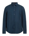 Bikkembergs Man Shirt Navy Size 16 Cotton, Elastane In Navy Blue