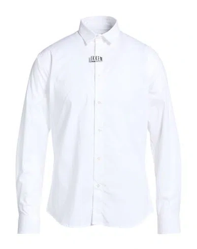 Bikkembergs Man Shirt White Size 17 Cotton, Elastic Fibres