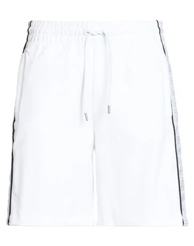 Bikkembergs Man Shorts & Bermuda Shorts White Size L Cotton, Elastane