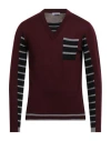 Bikkembergs Man Sweater Burgundy Size M Virgin Wool In Burgundy