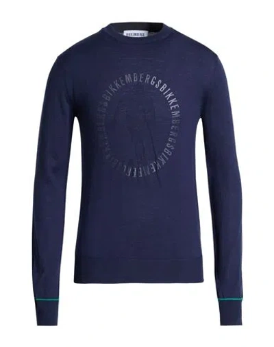 Bikkembergs Man Sweater Navy Size L Wool, Acrylic In Blue
