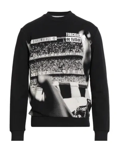 Bikkembergs Man Sweatshirt Black Size L Cotton, Elastane