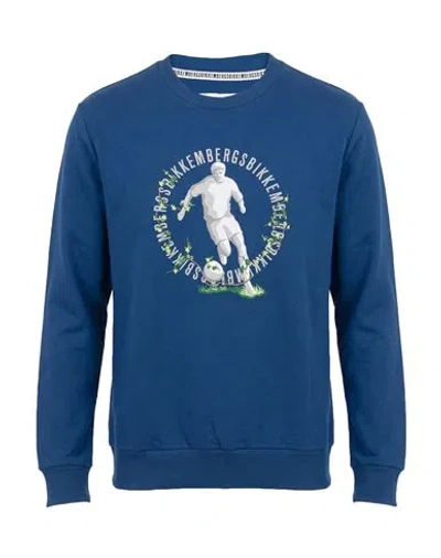 Bikkembergs Man Sweatshirt Blue Size Xl Cotton, Elastane