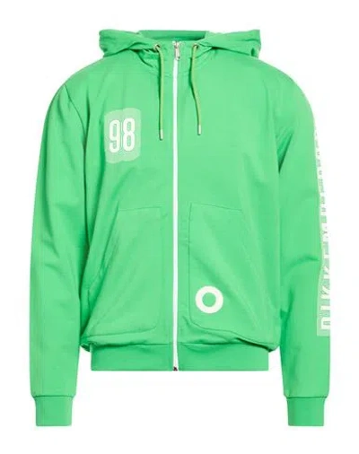 Bikkembergs Man Sweatshirt Green Size L Cotton, Elastane