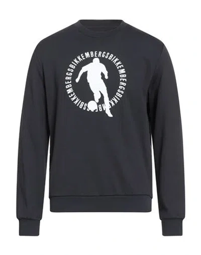 Bikkembergs Man Sweatshirt Midnight Blue Size M Cotton In Black