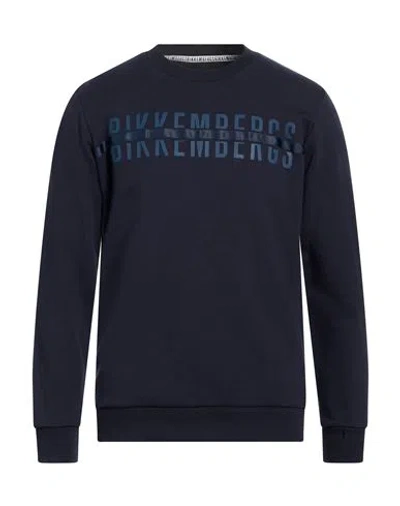Bikkembergs Man Sweatshirt Midnight Blue Size Xl Cotton In Black