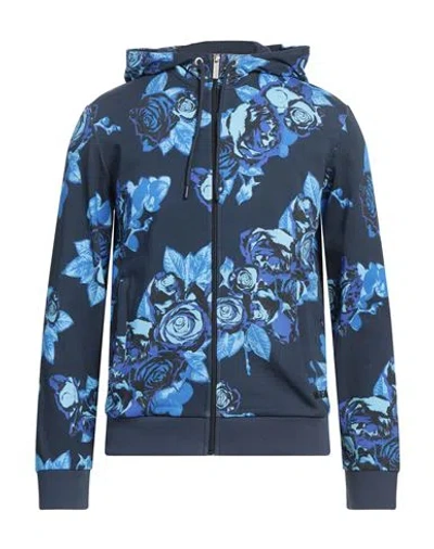 Bikkembergs Man Sweatshirt Navy Size M Cotton, Elastane