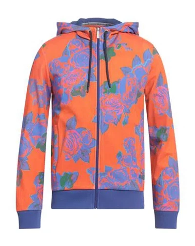 Bikkembergs Man Sweatshirt Orange Size M Cotton, Elastane