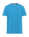 Bikkembergs Man T-shirt Azure Size L Cotton, Elastane In Blue