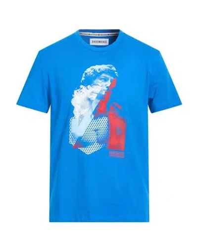 Bikkembergs Man T-shirt Azure Size L Cotton, Elastane In Blue