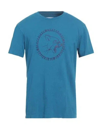 Bikkembergs Man T-shirt Azure Size S Cotton, Elastane In Blue