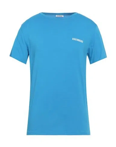 Bikkembergs Man T-shirt Azure Size S Cotton, Elastane In Blue