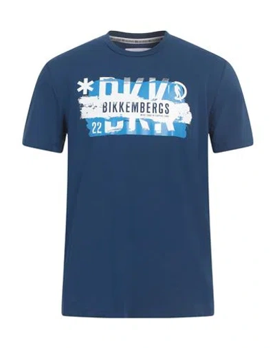 Bikkembergs Man T-shirt Blue Size L Cotton, Elastane