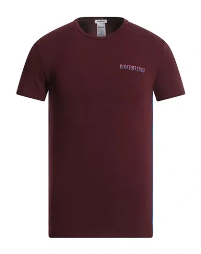 Bikkembergs Man T-shirt Burgundy Size Xl Cotton, Elastane In Red