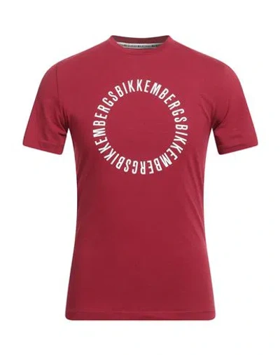 Bikkembergs Man T-shirt Burgundy Size Xxl Cotton, Elastane In Red