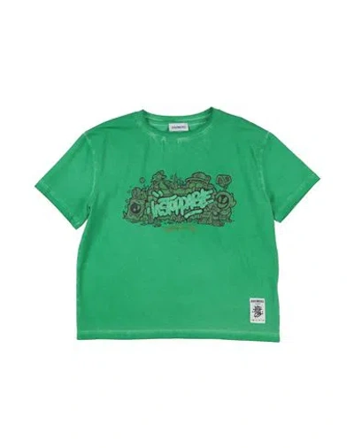Bikkembergs Man T-shirt Green Size 8 Cotton, Lycra