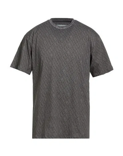 Bikkembergs Man T-shirt Lead Size L Cotton In Gray