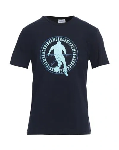 Bikkembergs Man T-shirt Midnight Blue Size 36 Cotton, Elastane