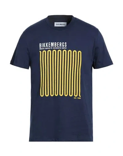 Bikkembergs Man T-shirt Navy Size L Cotton, Elastane In Blue