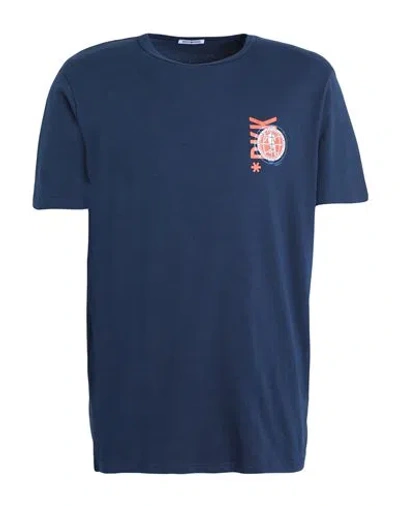 Bikkembergs Man T-shirt Navy Size L Cotton, Elastane In Navy Blue
