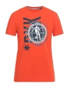 Bikkembergs Man T-shirt Orange Size L Cotton, Elastane