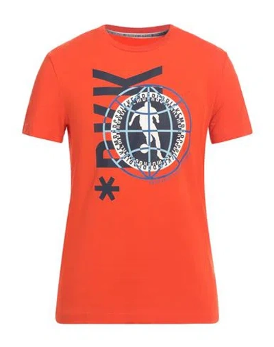 Bikkembergs Man T-shirt Orange Size L Cotton, Elastane