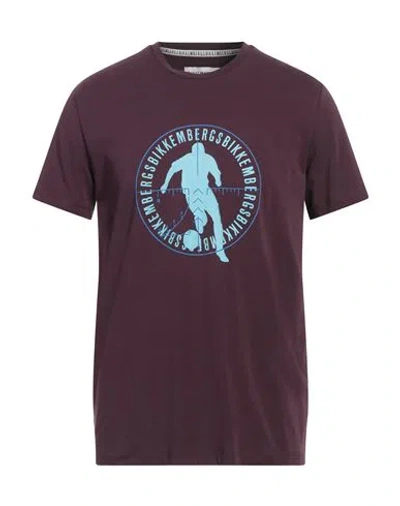 Bikkembergs Man T-shirt Plum Size M Cotton, Lycra In Purple