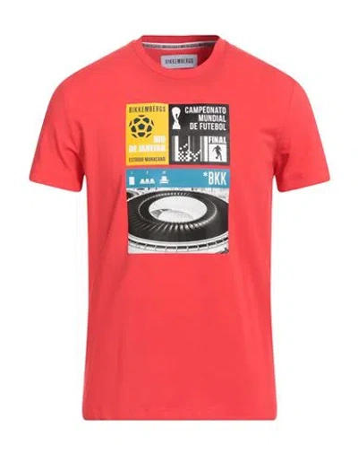 Bikkembergs Man T-shirt Red Size L Cotton, Elastane