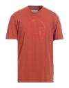 Bikkembergs Man T-shirt Rust Size M Cotton, Elastane