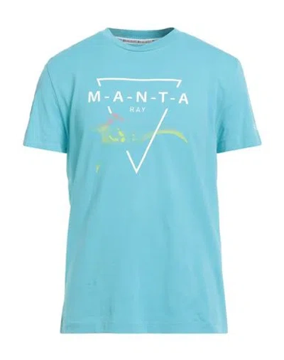 Bikkembergs Man T-shirt Turquoise Size M Cotton, Elastane In Blue