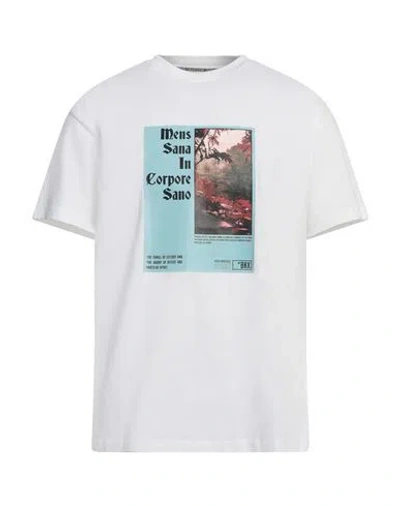 Bikkembergs Man T-shirt White Size L Cotton, Elastane