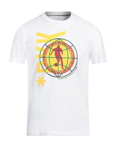 Bikkembergs Man T-shirt White Size L Cotton, Elastane