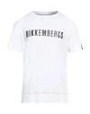 Bikkembergs Man T-shirt White Size L Cotton, Elastane In White