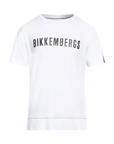 Bikkembergs Man T-shirt White Size L Cotton, Elastane