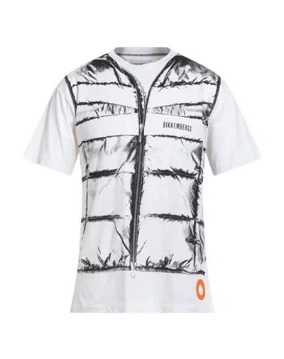 Bikkembergs Man T-shirt White Size M Cotton, Elastane