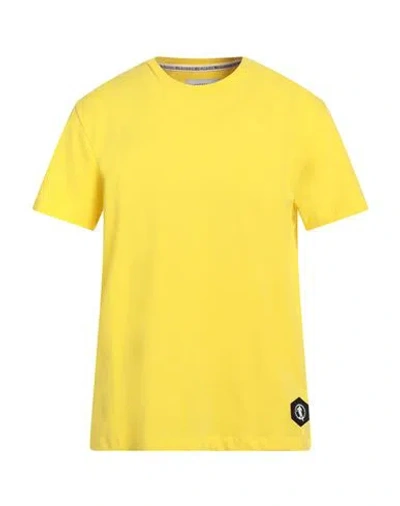 Bikkembergs Man T-shirt Yellow Size L Cotton, Elastane