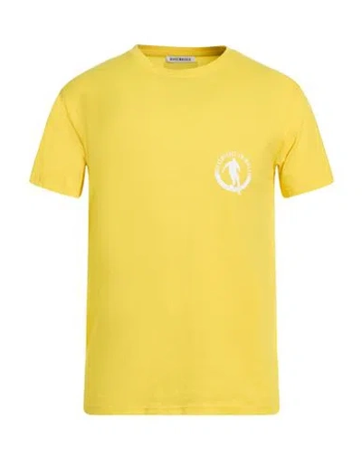 Bikkembergs Man T-shirt Yellow Size L Cotton, Elastane