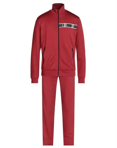 Bikkembergs Man Tracksuit Burgundy Size M Polyester, Cotton, Elastane In Red