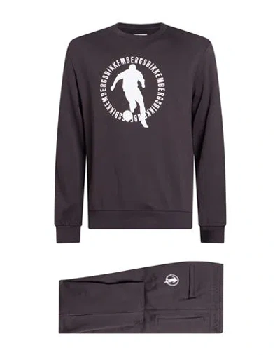 Bikkembergs Man Tracksuit Charcoal Size Xl Cotton In Brown
