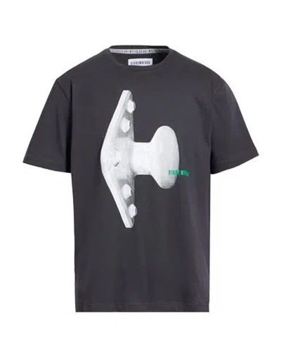 Bikkembergs Man T-shirt Charcoal Size L Cotton In Gray